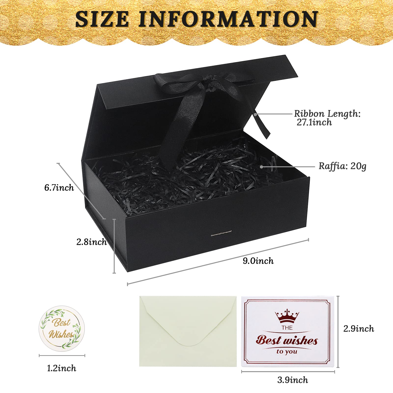 Gift Box, Luxury Magnetic Gift Box with Lid Ribbon Greeting