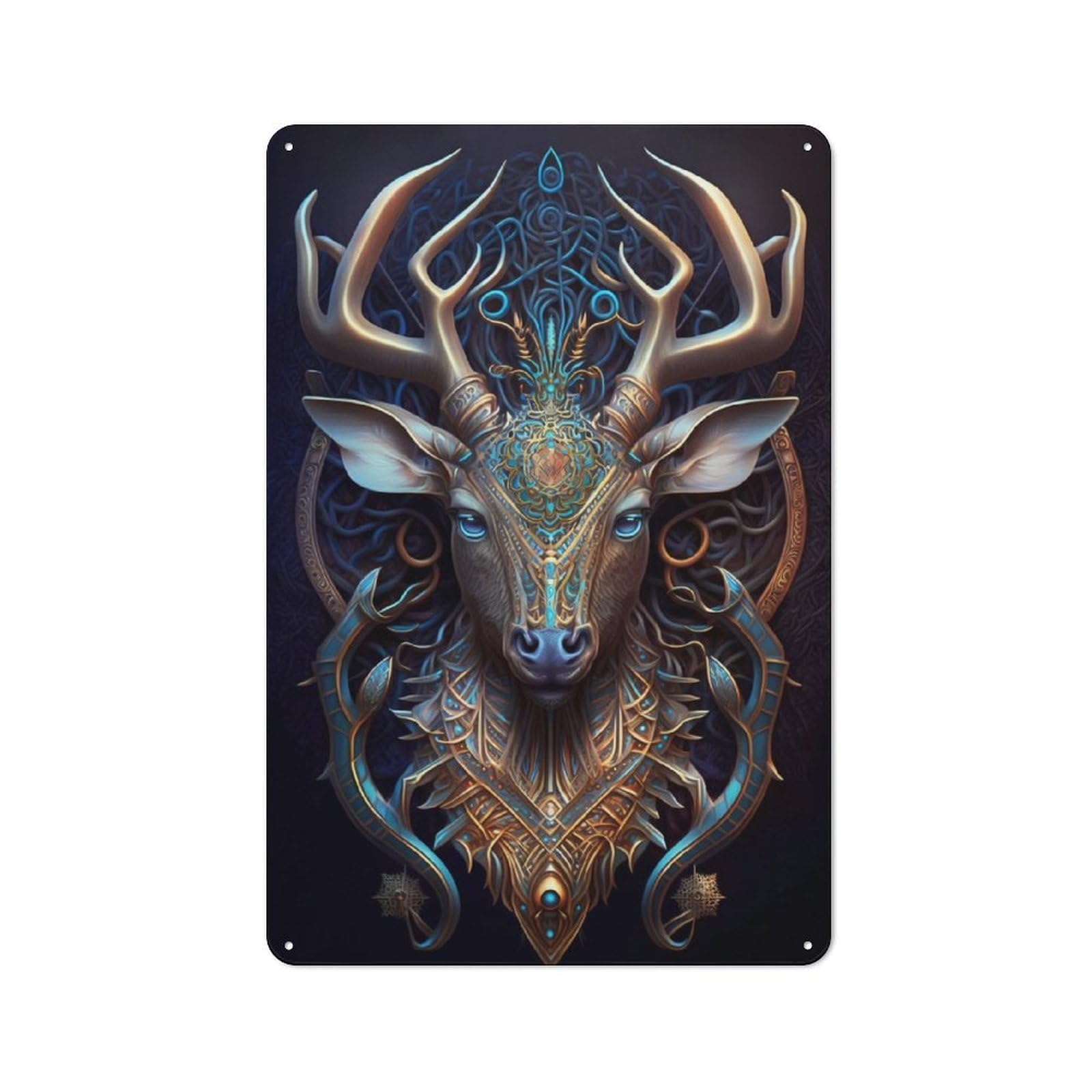 Junmoney Mystical Cosmic Deer Retro Metal Plaque 30X20cm For Bar Or Restaurant, Suited To Restaurant Interior Fans