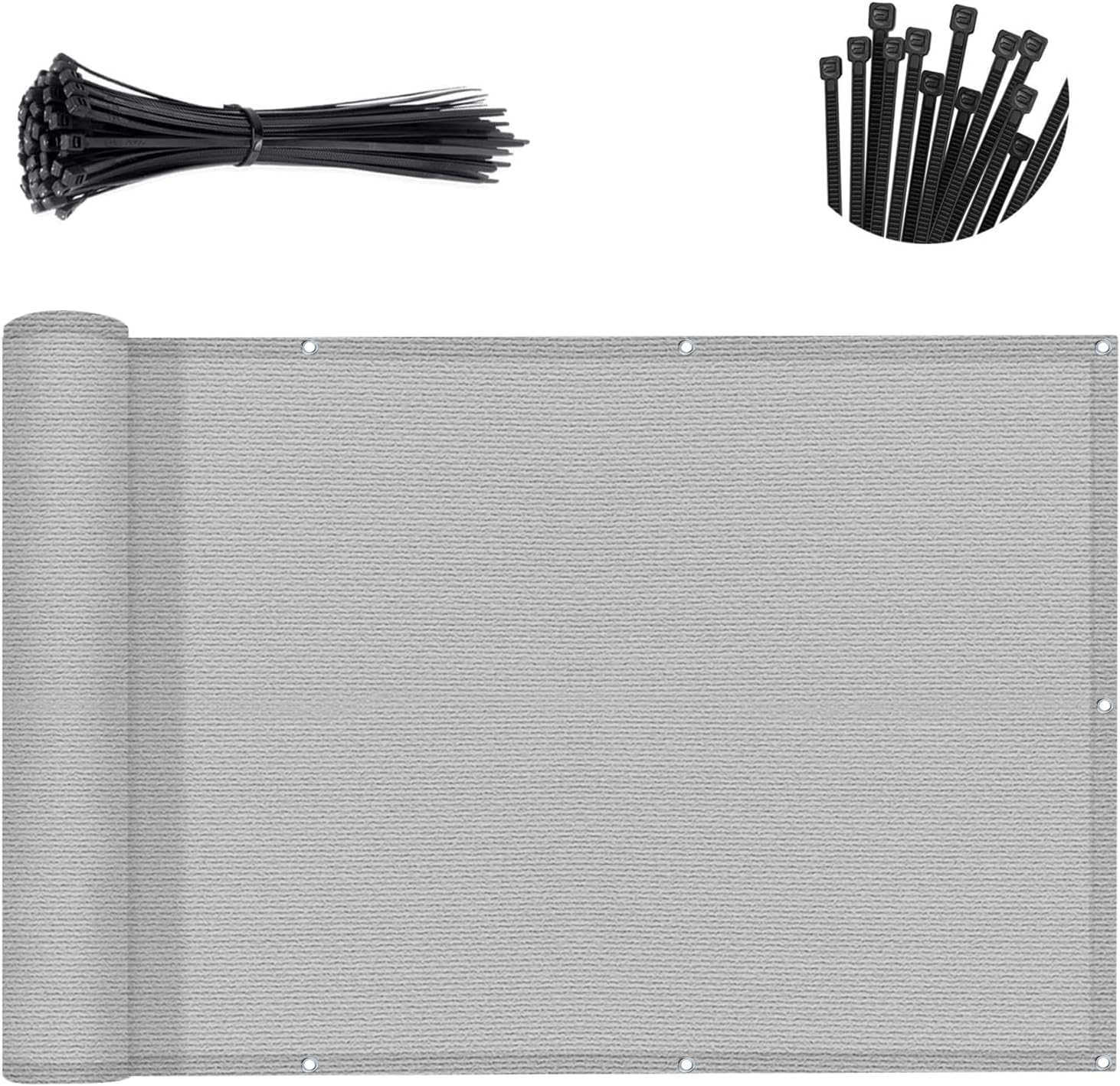 Sunny Guard 3'x10' Light Grey Balcony Deck Privacy Screen Fence Apartments Railing Cover Heavy Duty Mesh Windscreen for Outdoor,Backyard,Patio — image 1
