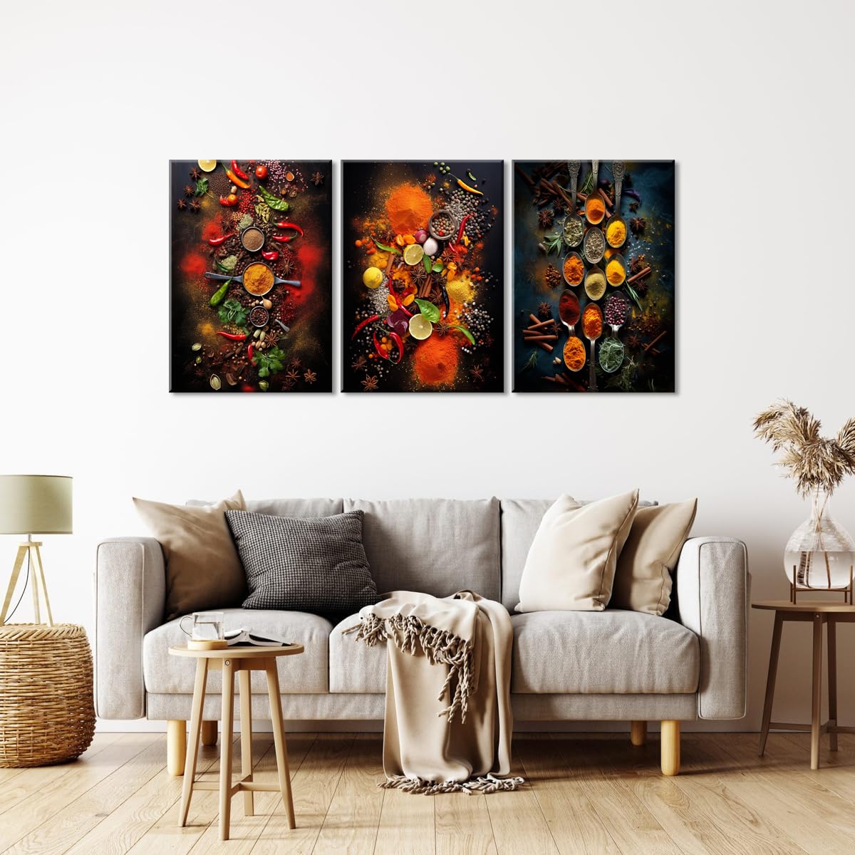 Piy Painting 3 er set Wandkunst Leinwand Malerei Buntes Gewürz Wandbilder Modern Bilder Poster Kunstdrucke Wasserfesten Leinwandbilder Mit Rahmen Schlafzimmer Wohnzimmer 57x40 cm