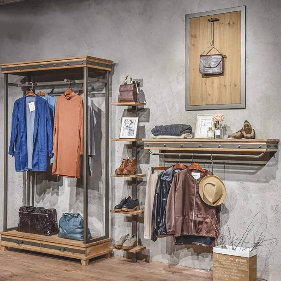 Amazon｜Zxyan ハンガーラック 木製のクローゼットの棚衣類ラック鉄