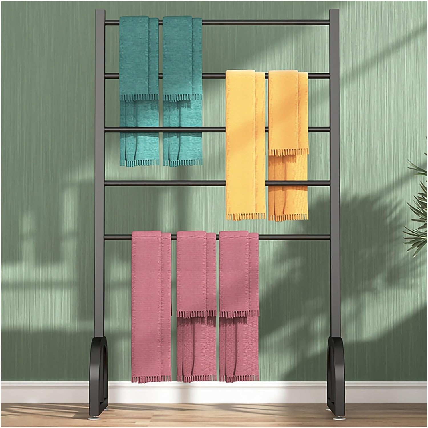 Craft Room Ribbon Storage Organizer Rack Scarves Pants Shawls Towels Display Stand, Freestanding Metal Wrapping Paper Organizer Rack for Silk Scarf/Fabric/Ribbon Organizer