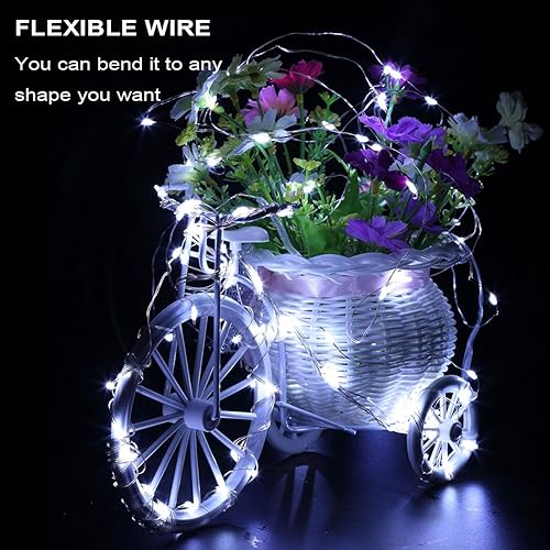 Miniatura 5 de Paquete de 6 guirnaldas de 20 luces LED de 7.2 pies, funciona con pilas, color blanco frío y 2 paquetes de 60 luces LED de 20 pies, funciona con