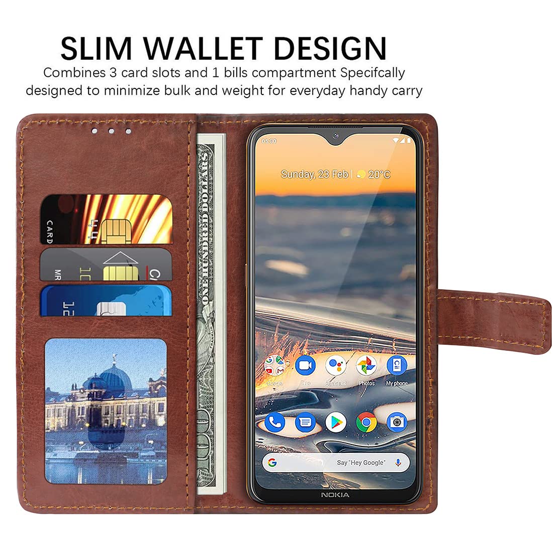 Nokia 5.3 Flip Cover - Premium Leather & Stand -3 Nokia 5.3 Flip Cover - Premium Leather & Stand -3