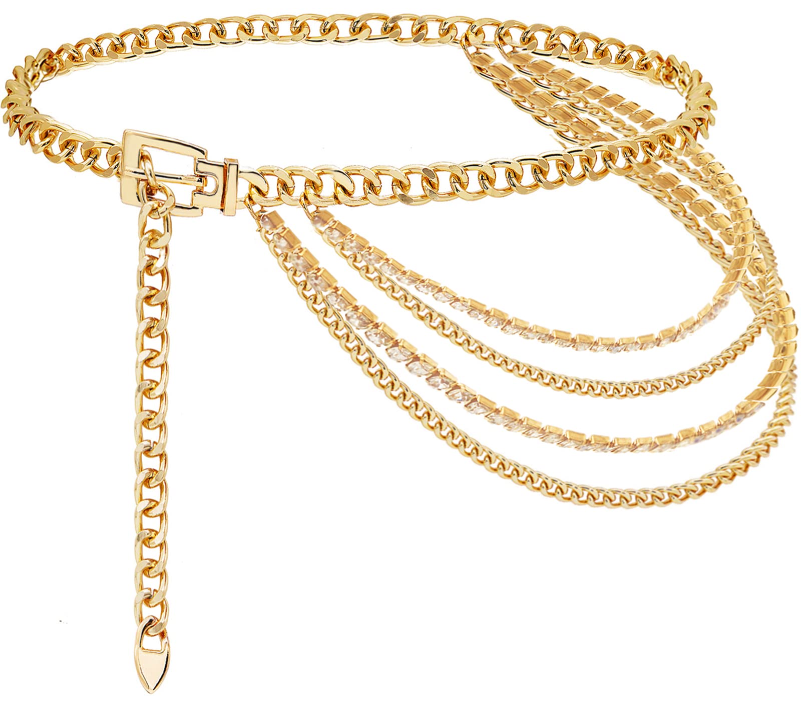 Multi-Link Gold Chain Belt Double D Design Chunky Chain Belt 34 main image 2