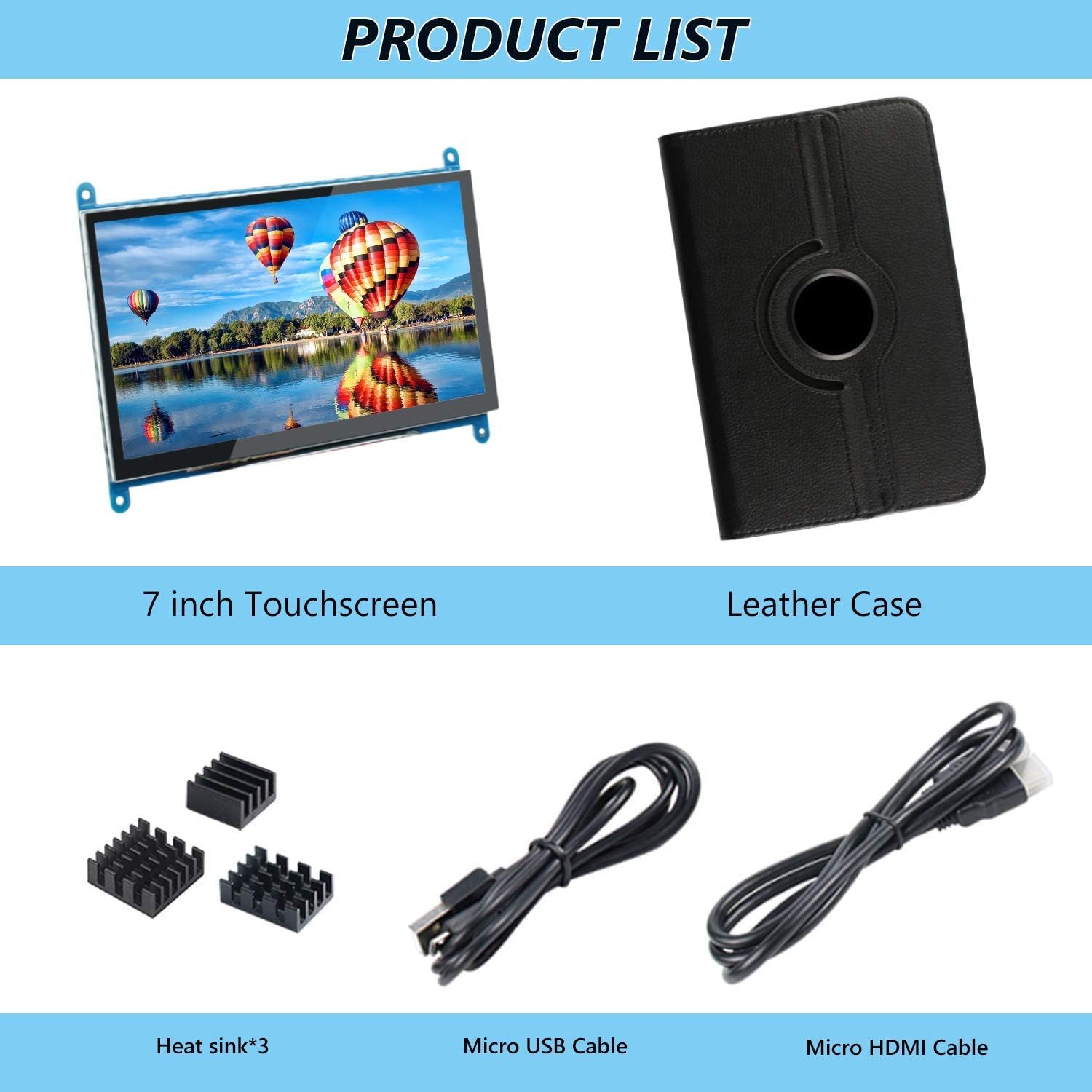 Buу 2 gеt 3 7 inch Touchscreen for Raspberry Pi Screen, 1024x600 IPS HDMI Display Gaming LCD Monitor with Leather Case, for Raspberry Pi 4/3B+, Windows 10/8/7