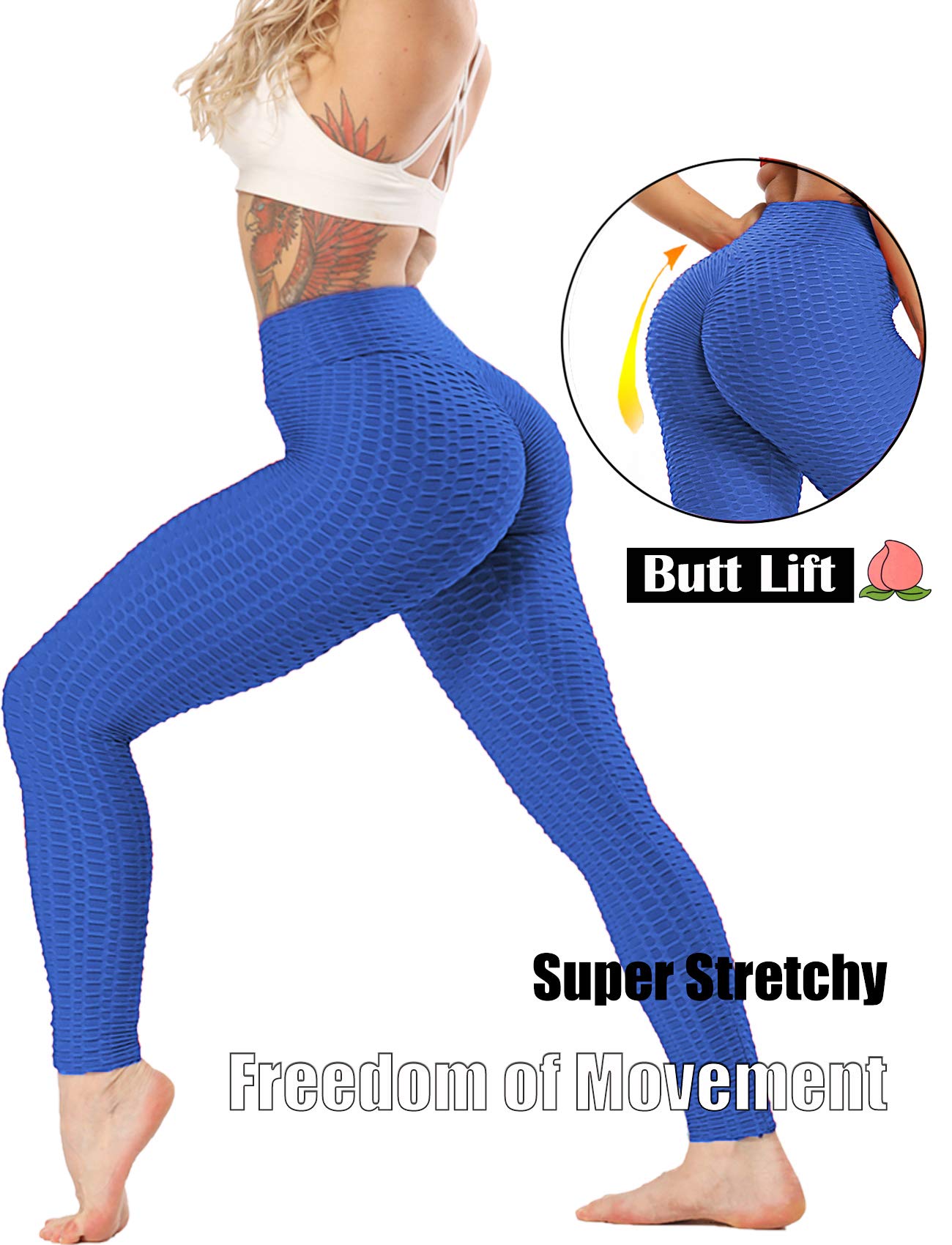 SEASUM Women High Waisted Workout Yoga Pants Butt Lifting Scrunch Booty Leggings Tummy Control Anti Cellulite Textured Tights
