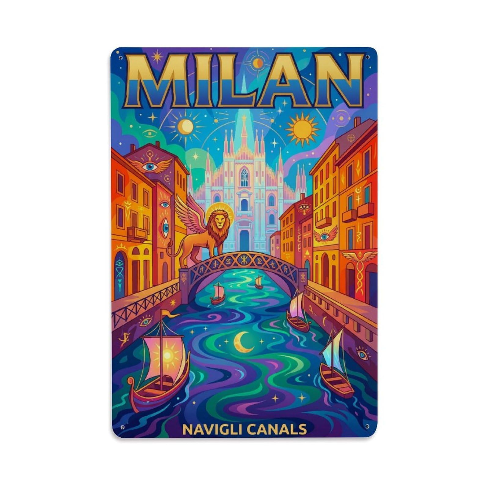 Olhnbad Style Cathedral Milan Italy Symbolic City Travel Metal Tin Sign