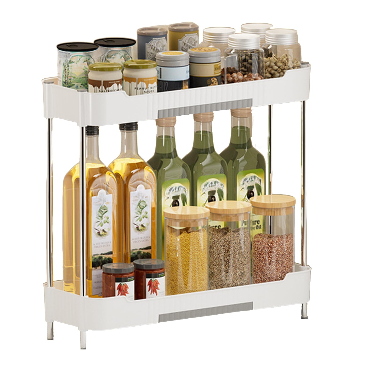 Glifora 2-Tier Kitchen Counter Organiser Storage Shelf - with Drip Trays, Countertop Organiser Rack for Bottles and Jars, Kitchen and Bathroom