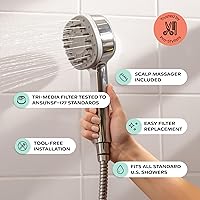 Vista 4 de Canopy Handheld Filtered Shower Head & Scalp Massager - High Pressure Shower Head Filter for Hard Water - Shower Filter To Reduce Impurities for