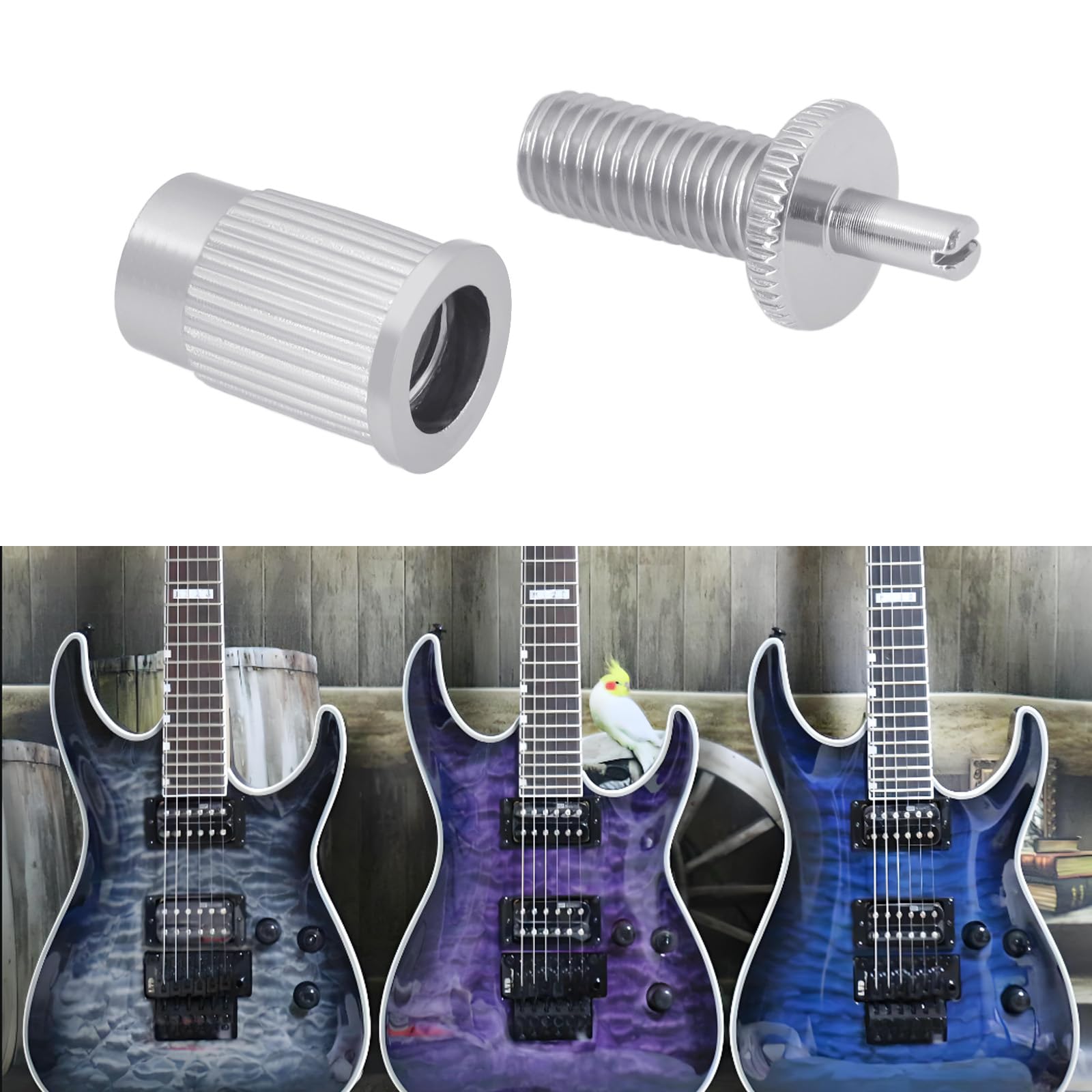 eMagTech 2pcs Silvery M8 Metric Guitar Bridge Installation Screw Insert Screw Sleeve 4mm Interface Compatible with LP Compatible with Epiphone Les Paul Electric Guitar