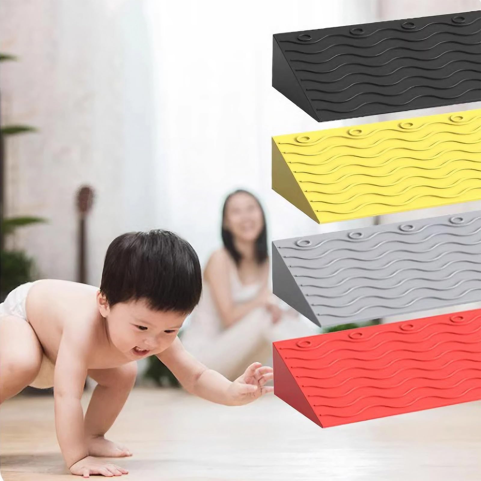 Rampa de Acceso de plástico Antideslizante para sillas de Ruedas, Recortable para Puertas, baños, garajes y supermercados (Roja, 99 x 10 x 4,5 cm) (Gris, 99 x 22 x 10 cm)