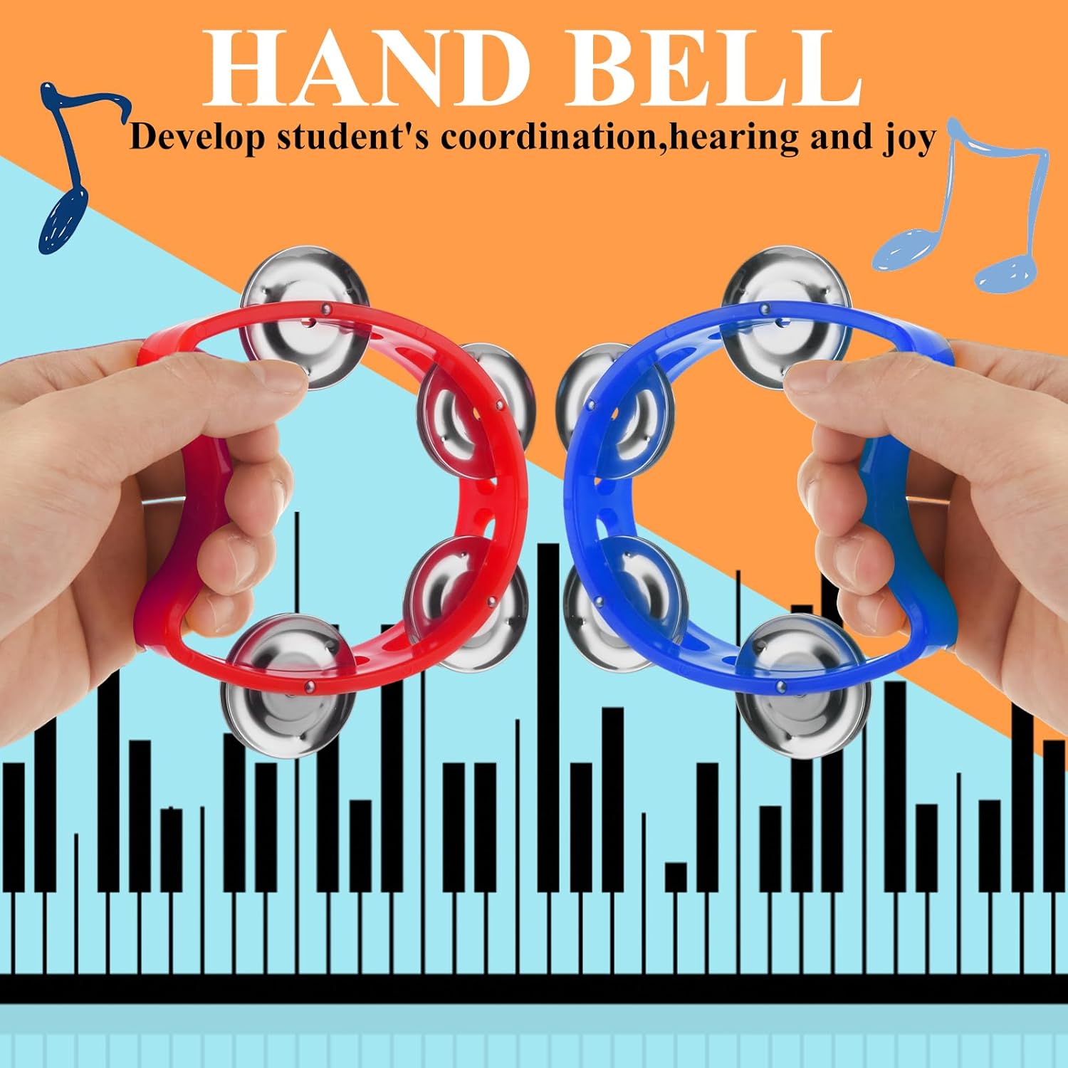 30Pcs Tambourines for Adults, Tambourines Musical Instrument, Tamborines Bulk with 4 Bells, Handheld Percussion Drum Tambourine for Church, Christian, Birthday, Party, Christmas