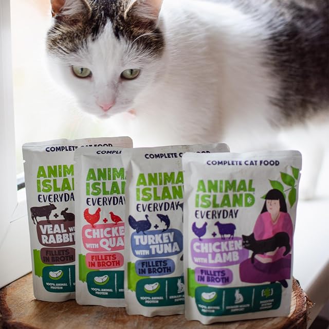 Foto 3 de 3 de Animal Island Comida Húmeda para Gato Adulto Mix 2X Pollo con Codorniz y 2X Pollo con Cordero Filetes…