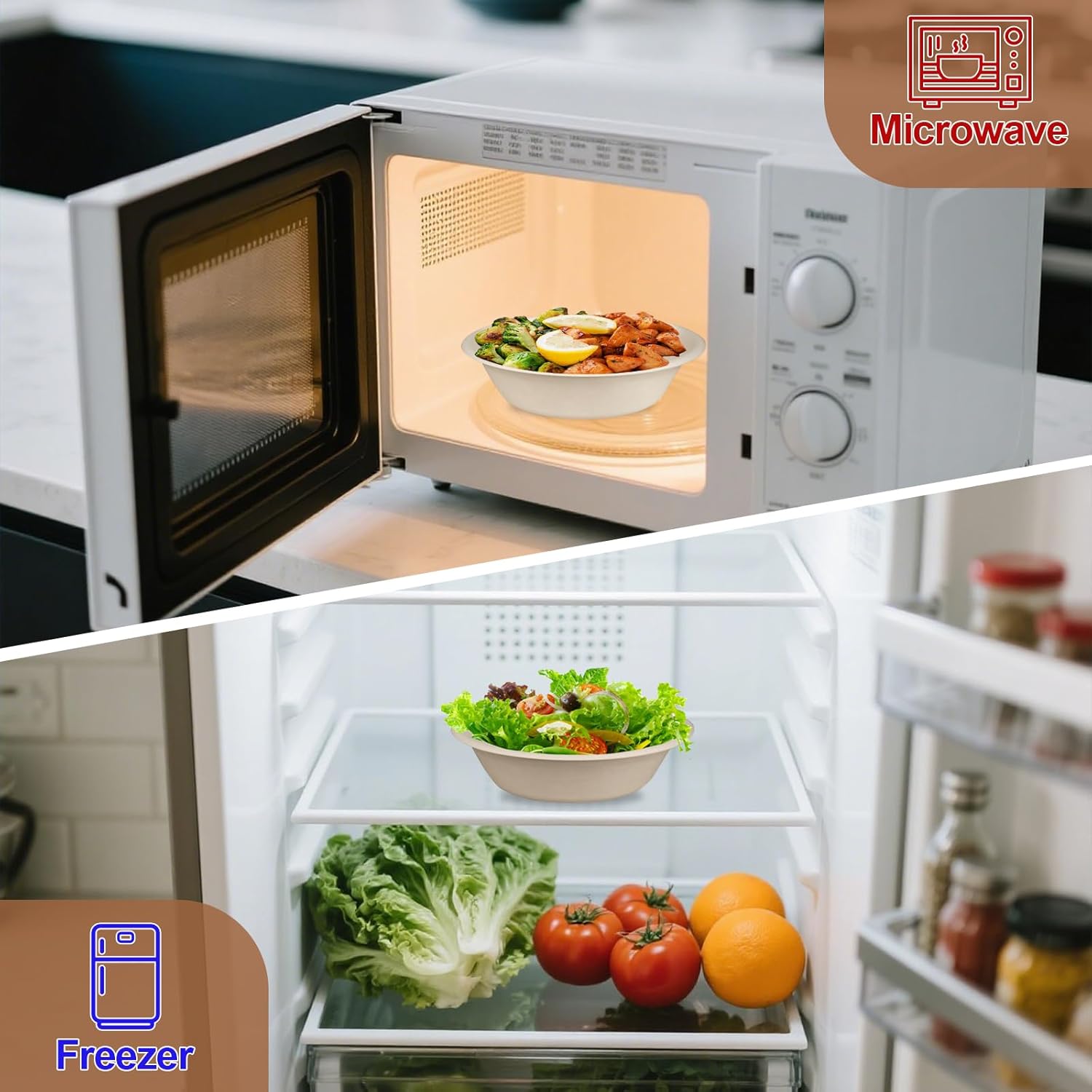 100 Pack 32oz Round Paper Bowls【with 100 Forks】, Disposable Compostable Bowls - Made Biodegradable Sugarcane Fiber, Heavy Duty Large Paper Bowl for Parties, Camping, Catering - Image 6