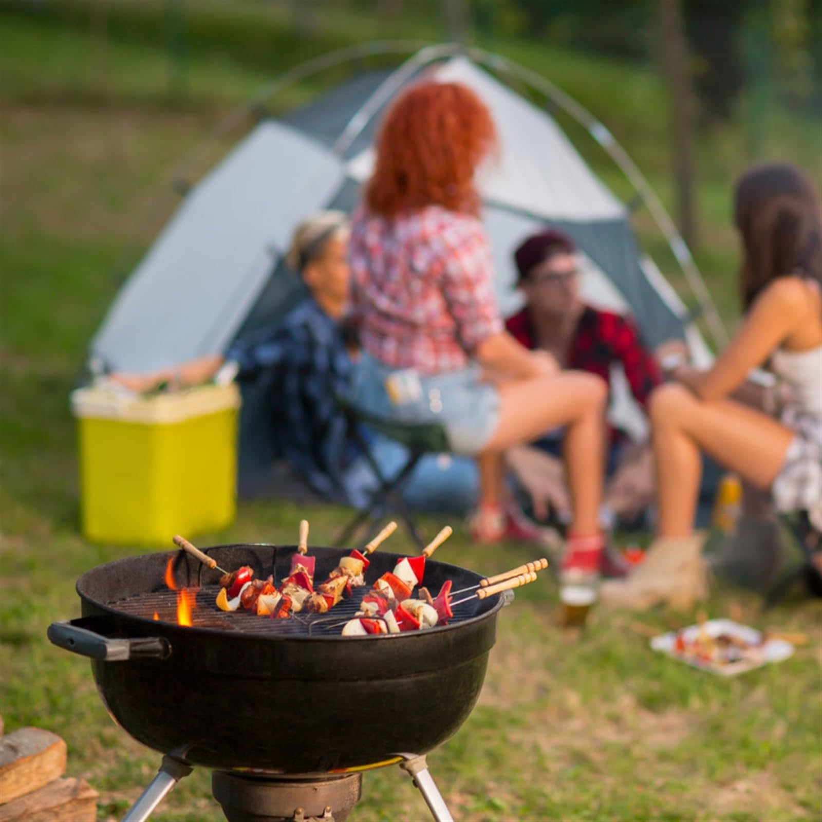 Spiedini per Barbecue, Spiedini for Kebab, 6 Pezzi spiedini for Barbecue con Manico in Legno, Bastoncini for arrostire, Utensili for, compatibili Campeggio all'aperto, Picnic