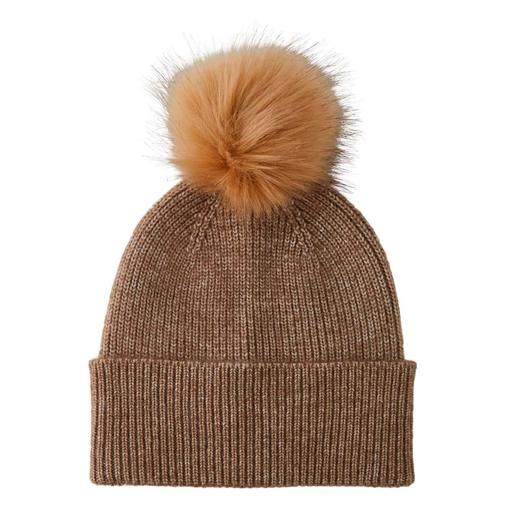 PIECES Women's PCBINA Wool Hood with Fold Up Noos BC Knitted Hat, Fossil, One Size