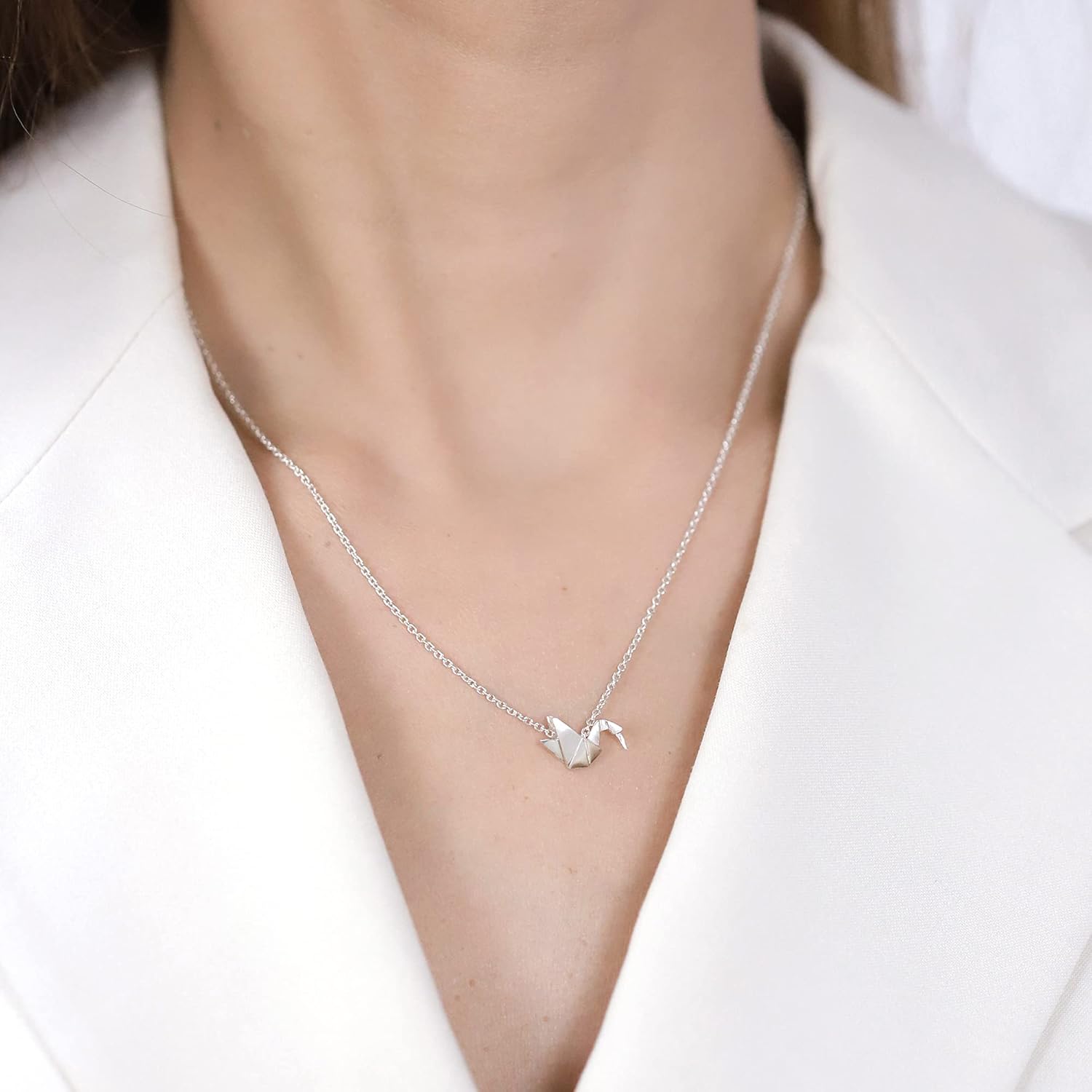 Boma Jewelry Sterling Silver Origami Crane Necklace, 16 inches - Image 2