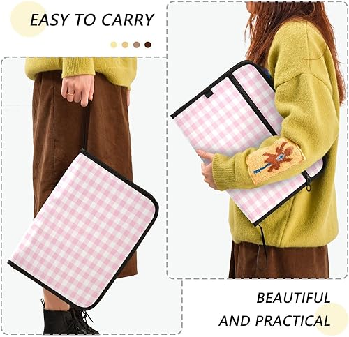 Miniatura 4 de Carpeta de archivos expansible a cuadros de guingán, carpeta de archivo de acordeón de búfalo moderno, tamaño A4, bolsillos de archivo, organizador