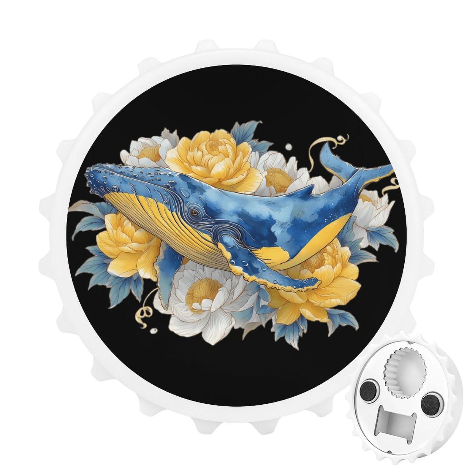 Humpback Whale Ukraine Peonies Magnetic Bottle Opener Refrigerator Magnet Fridge Magnets Kitchen Supplies