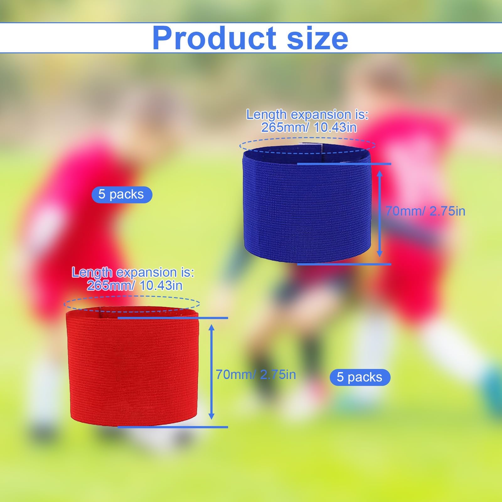 Fasce Da Capitano Per Bambini - Confezione Da 10 Pezzi (5 Rosse + 5 Blu) Regolabili, Per Calcio E Sport