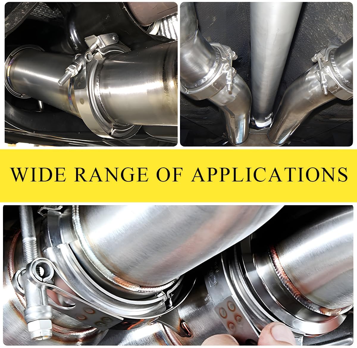 KVAEY V Band Clamp for Turbo, Automotive Stainless Steel Turbo Clamp with Male Female Flange (3")