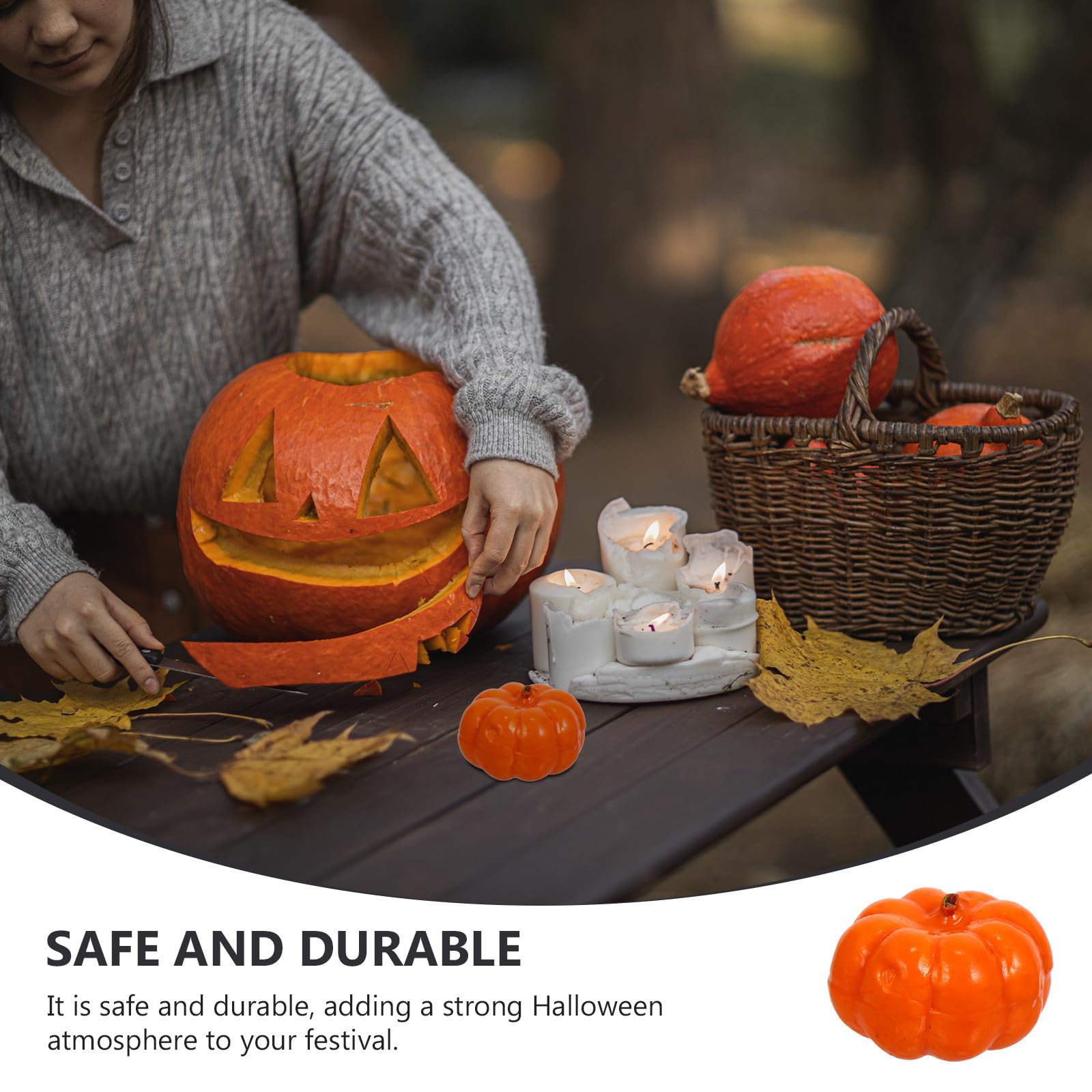 OSALADI 400 Pezzi Decorazione di Zucca Artificiale Arancione per Halloween, Forma Realistica a Zucca con Colla Pu, per Arredamento Domestico e Accessori Fai-da-te