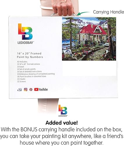 Miniatura 6 de Ledgebay Pintura por números para adultos lienzo enmarcado kit de pintura numérica de principiante a avanzado, los kits incluyen pinturas acrílicas,