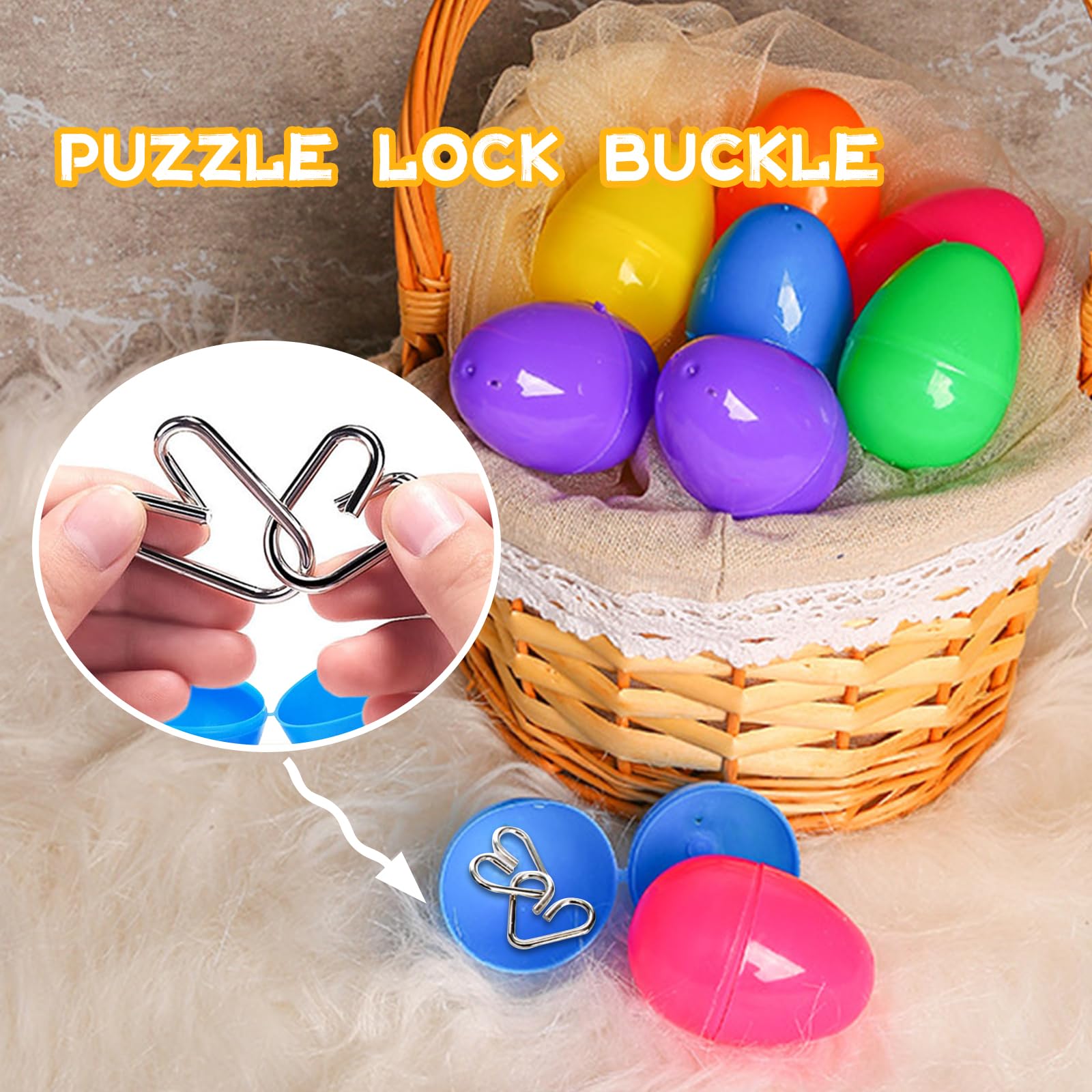 18 stuks paaseieren, gevuld met 3D-puzzel, speelgoedset, metalen paaseieren, speelgoedset, puzzelspellen, geduldspellen, metalen puzzel voor volwassenen en kinderen, paaseieren zoeken