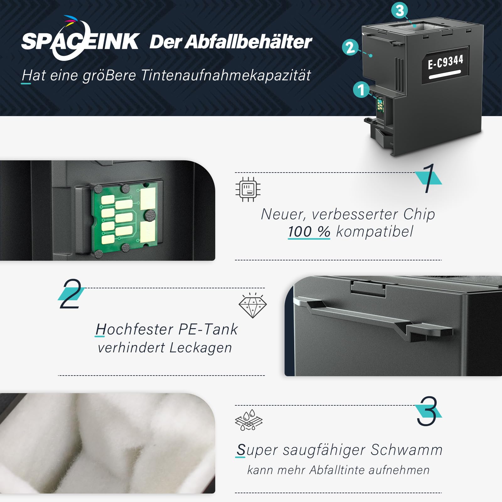 Spaceink C9344 C12C934461 per XP-2100 XP-3100 XP-3105 XP-4100 XP-4105 XP-3150 XP-3155 XP-3200 XP-3205 XP-4150 XP-4155 XP-4200 2810DW. F WF-2820DWF WF-2830DWF WF-2835DWF stampante