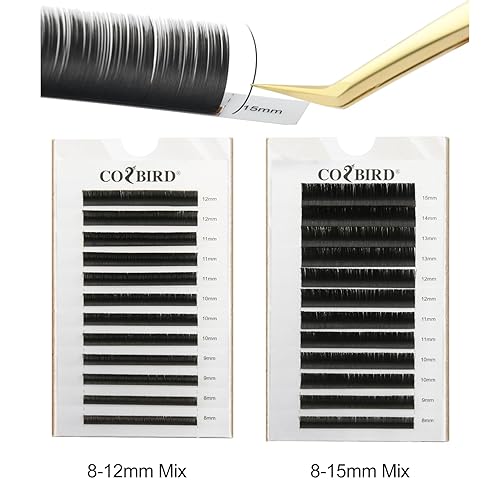 Miniatura 6 de Extensiones de pestañas de elipse planas 0.20 C, rizo C 0.315-0.472 in, bandeja mixta negro natural, suministros de pestañas de visón sintético,