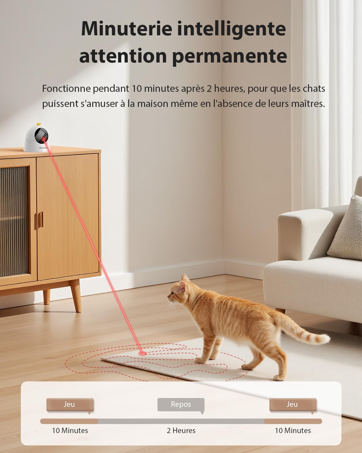 Jouet pour Chat,Jouet Chat interactif avec Batterie 1000mAh,Base magnétique à 360°,Suivi de Mouvement aléatoire, Veille Automatique et 3 Modes de Vitesse,Jouet interactif pour Intérieure Chat Chatons