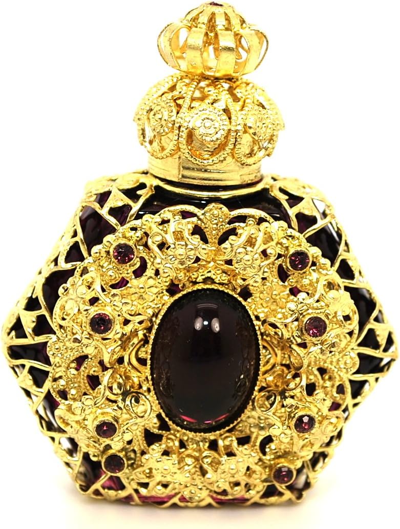 Czech Jeweled Decorative Purple Perfume Oil Bottle Holder