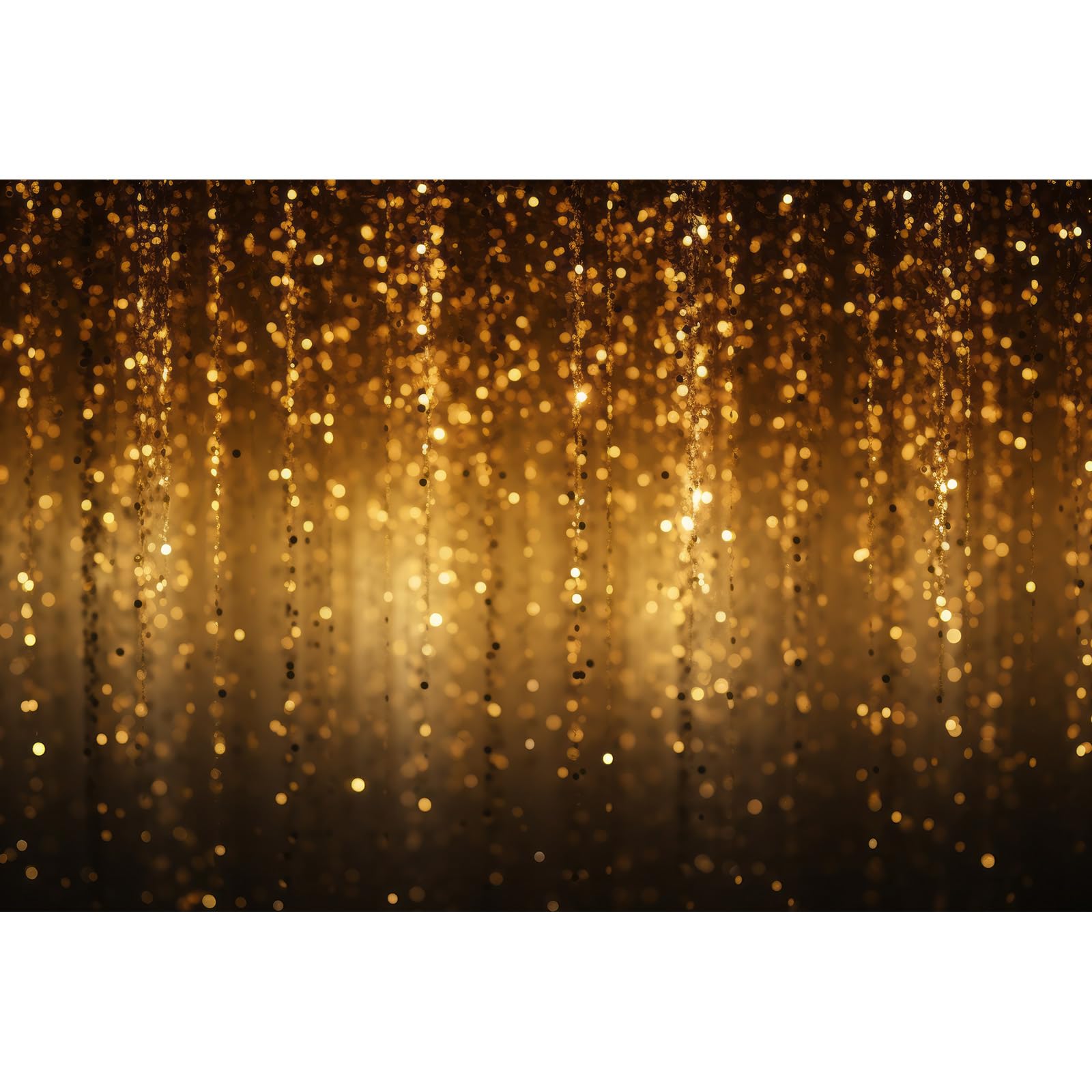 7x5ft Golden Glitter Rain Gold Particles Backdrop Sparkling Threads Curtain Photography Background Bokeh Light Sparks Shimmer Glow On Luxury Black
