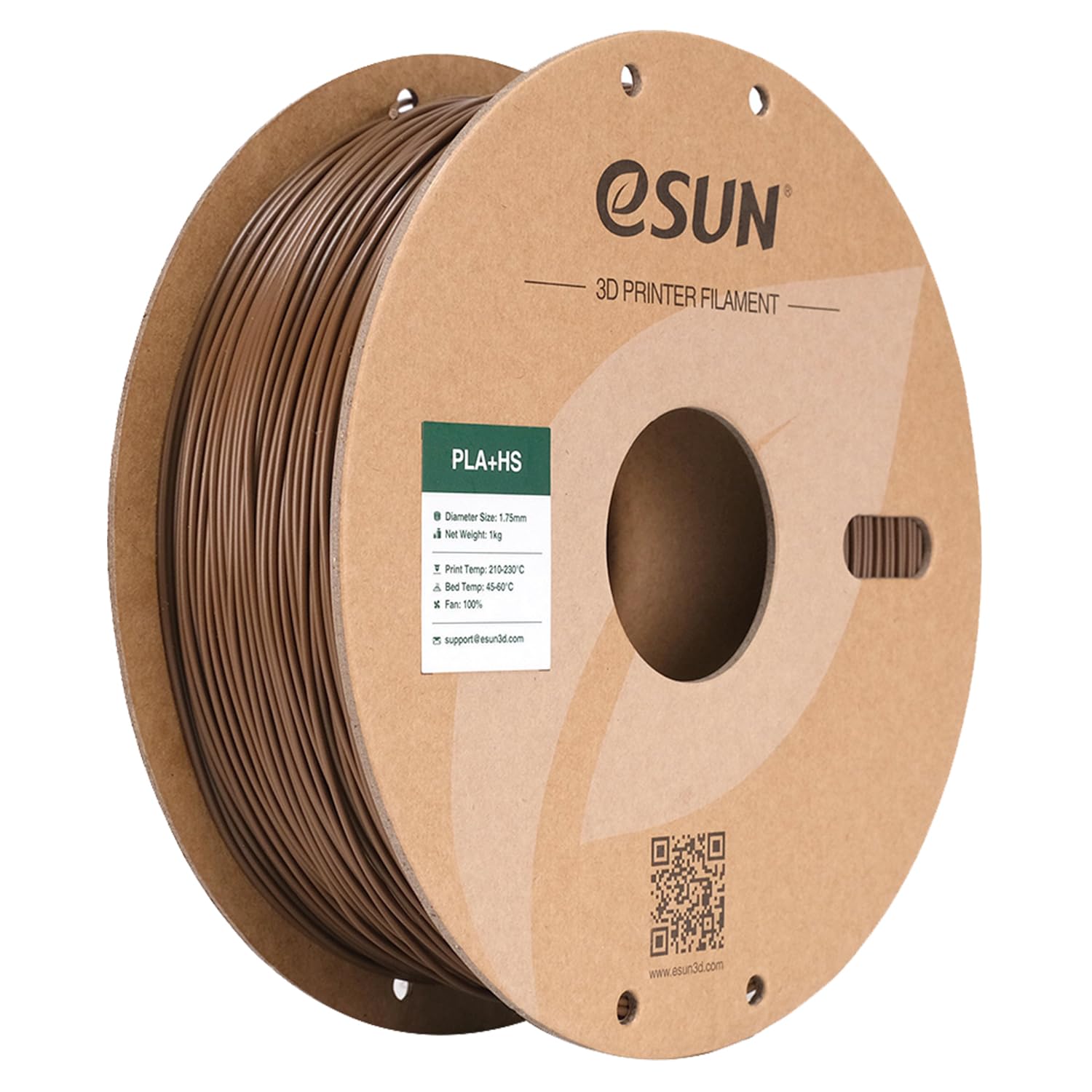eSUN PLA+ Filamento 1,75 mm, PLA+HS Filamento per stampante 3D ad alta velocità Precisione dimensionale +/- 0,03 mm, bobina da 1 kg (2,2 libbre) per la stampa 3D Speedy, Marrone