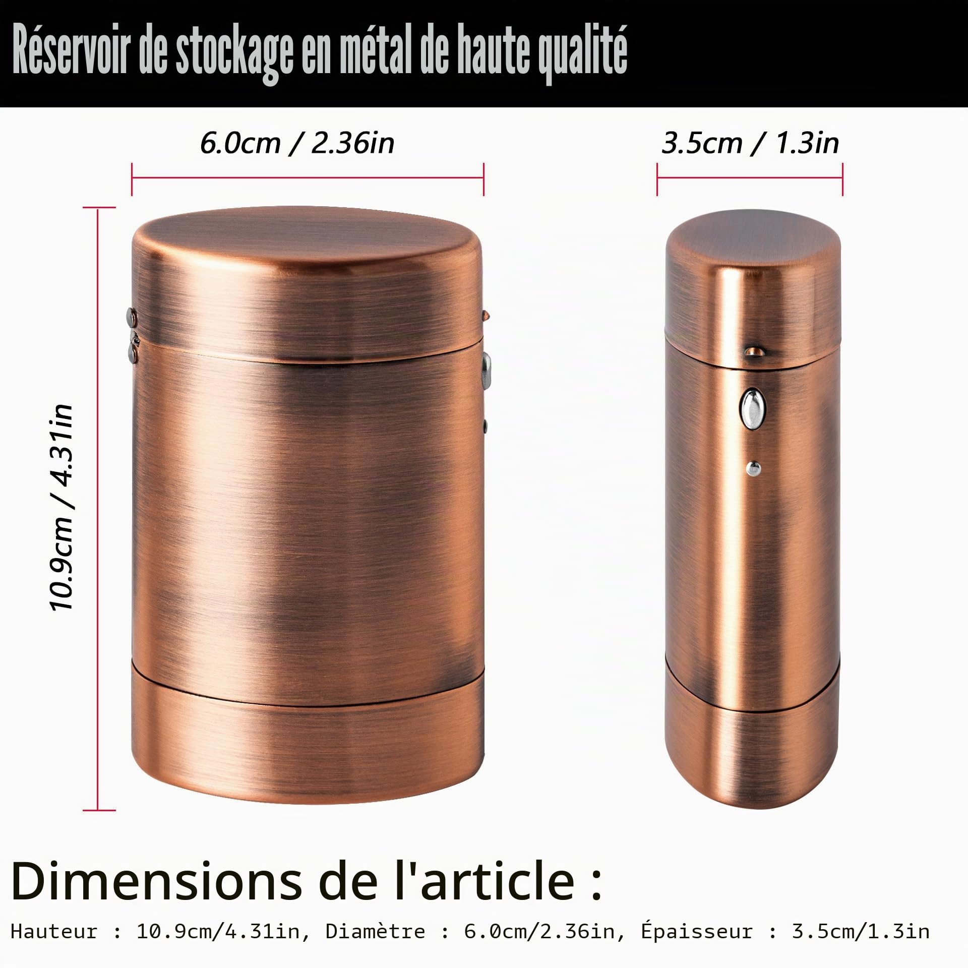 Goshentech Boîtier ovale vintage, capacité 20 x 100 mm King Size (cuivre rouge)