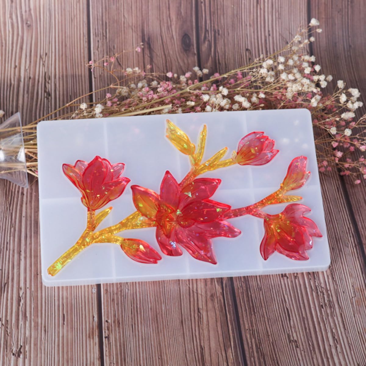 Moule en Silicone Soi-même 4 Pièces pour Fleurs de Magnolia, Non Adhérent et Facile à Nettoyer, pour Projets DIY et Résine Époxy