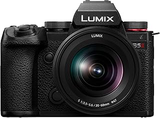 Panasonic LUMIX S5II Mirrorless Camera, 24.2MP Full Frame with Phase Hybrid AF, New Active I.S. Technology, Unlimited 4:2:2 10-bit Recording with 20-60mm F3.5-5.6L Mount Lens - DC-S5M. 2KK Black