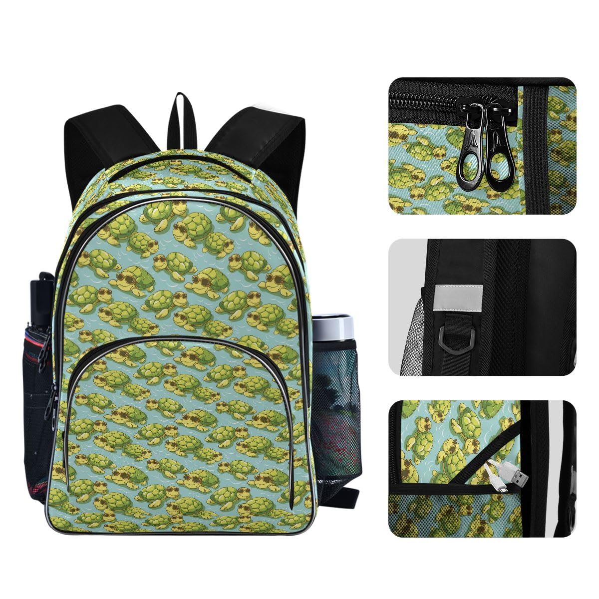 Wanderrucksack für Studenten, College, Tagesrucksack, Büchertasche, Jungen, Mädchen, Schultasche, Reisen, 478, Schildkröten