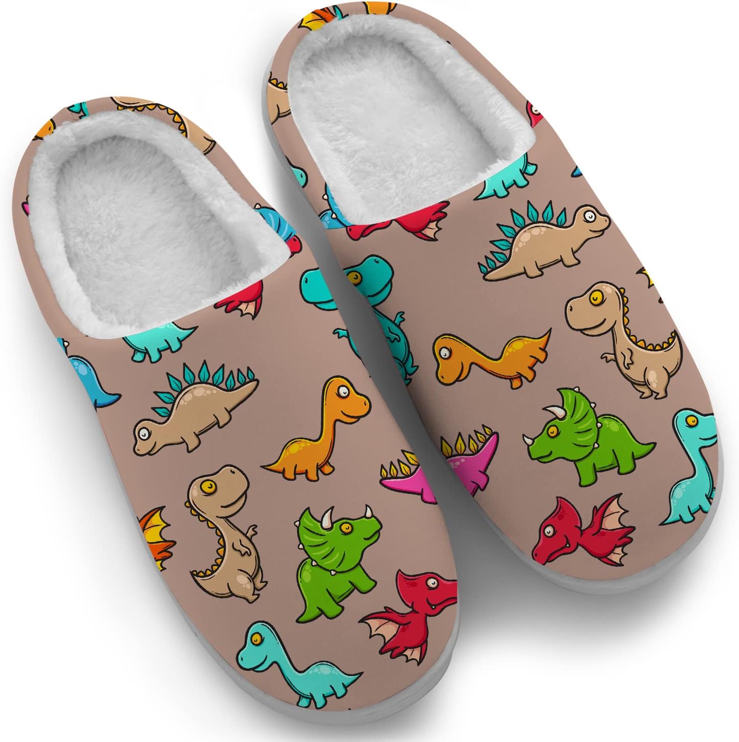 Dino Slippers Womens Mens Slippers House Slippers Colorful Cute Dino T-Rex Slippers Winter Shoes Gifts for Women Men,Size 12-13 Women/10-11 Men