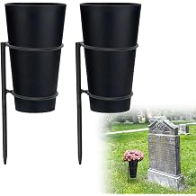 Metal Cemetery Vases Flower Holder with Spikes Memorial vases for Grave Vase Decorations for Cemetery Vase Flower Holder for Memorial Grave Lawn Yard Funeral Headstone Decor with Freely DIY 2