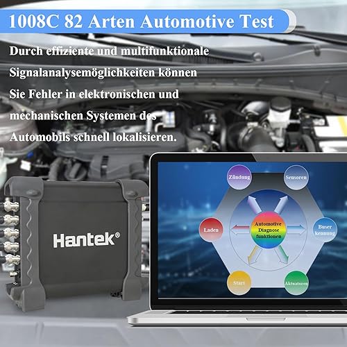 Vista 4 de Hantek Osciloscopio digital de diagnóstico automotriz de la PC USB 8CH 1008C/DAQ/generador programable