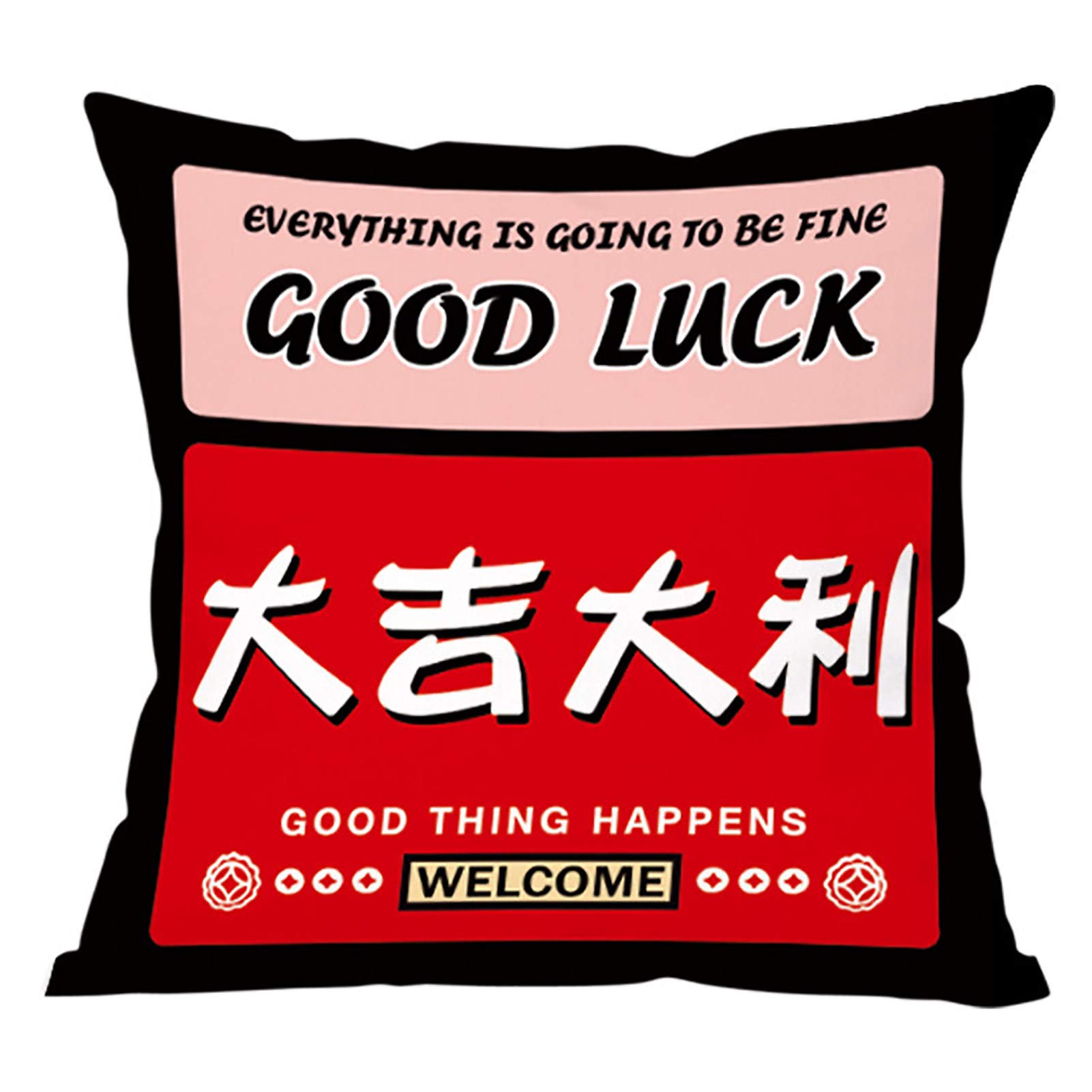 Decorative Throw Pillow Cover, Chinese Character Printing Soft & Comfort Sofa Pillowcase, Decoration Cushion Cover for Home/Car3 45x45cm/17.7x17.7inch