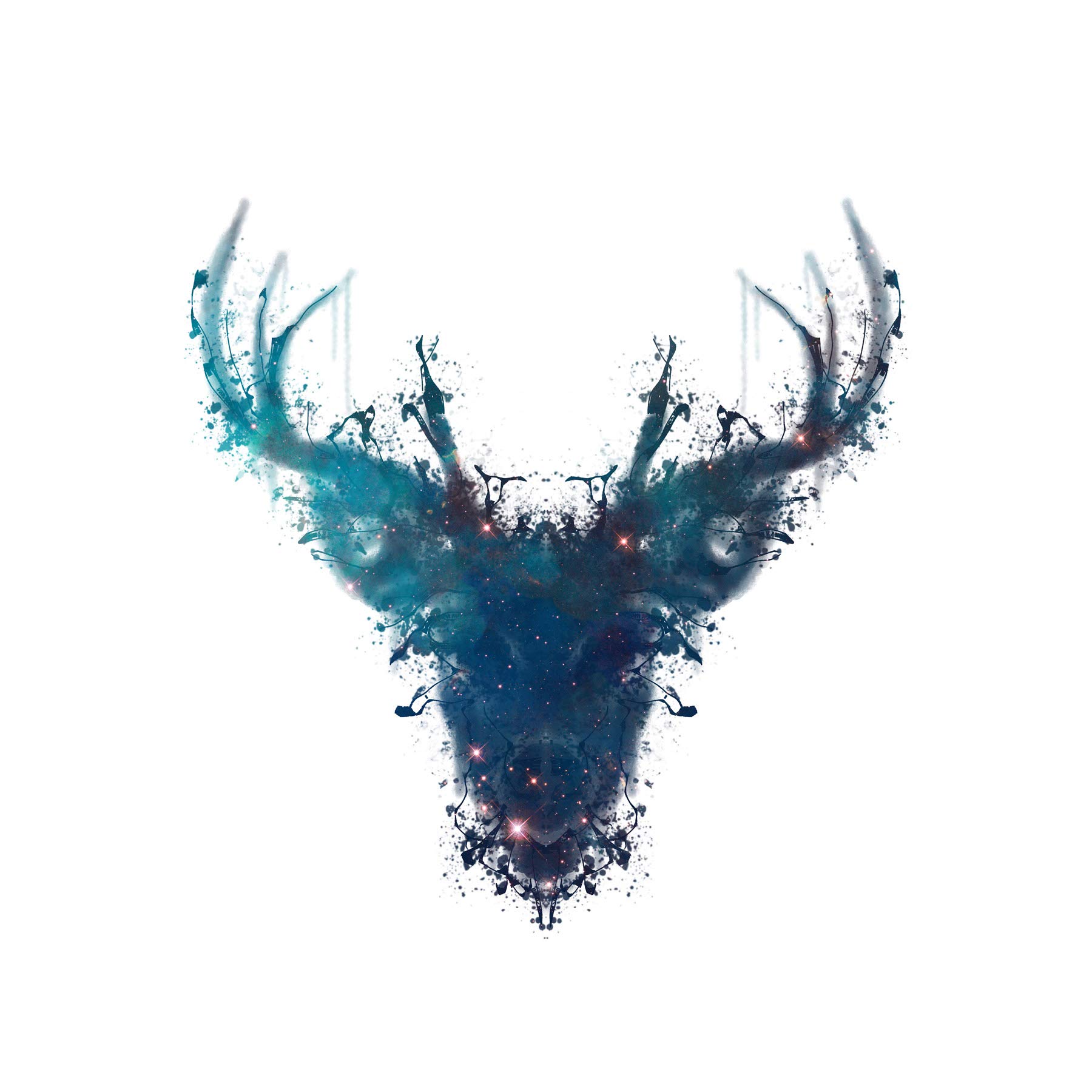 Wee Blue Coo Ink Splat Deer Stag Large Wall Art Poster Print Thick Paper 18X24 Inch