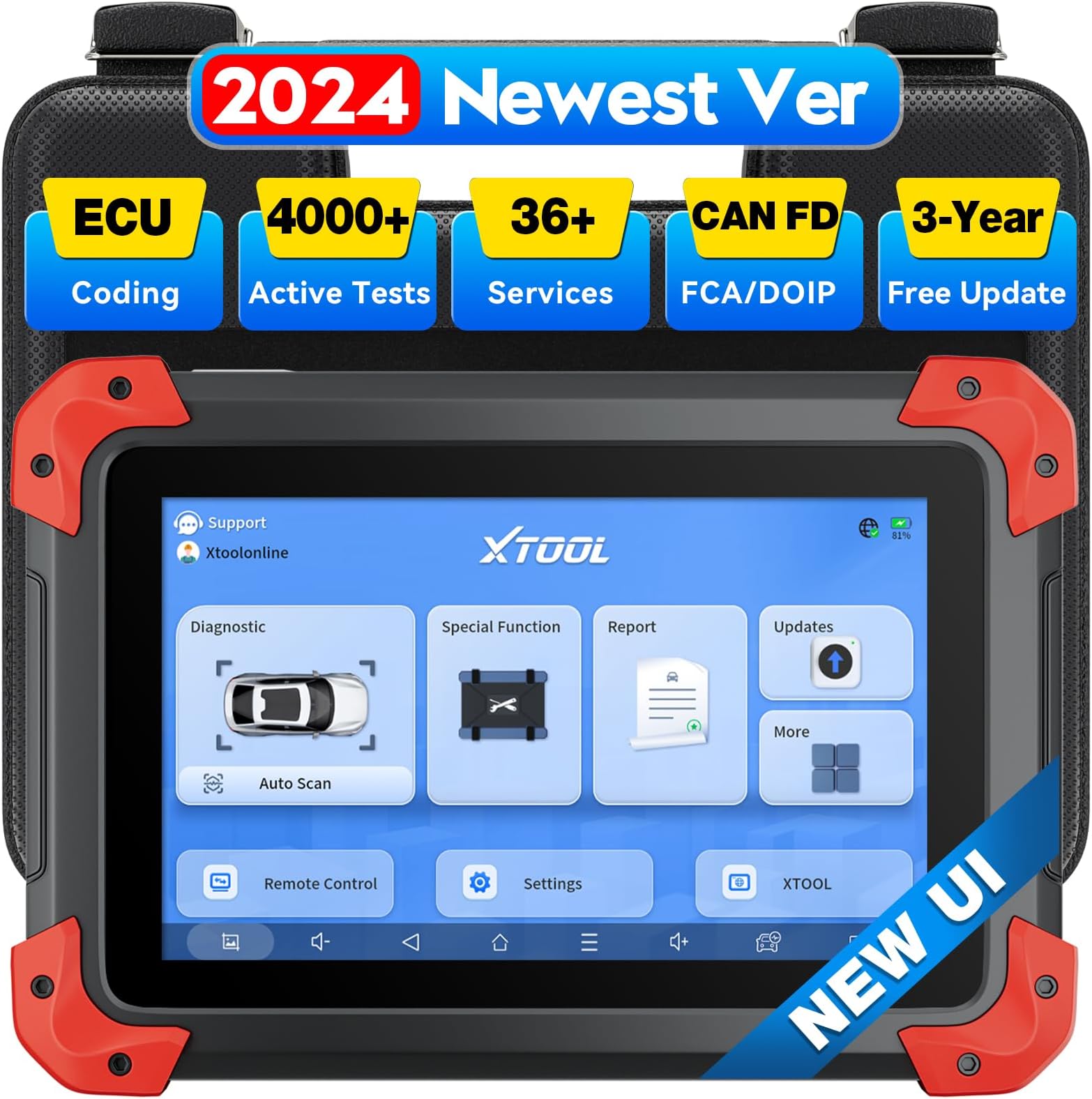 XTOOL D7 Car Diagnostic Tool, Bidirectional OBD2 Scanner with All System, Online/ECU Coding, 36+ Resets-Oil/EPB/SAS/DPF/Battery/Throttle, Live Data, FCA/DOIP/CAN FD, 3-Year Updates, Cover 10000+ Cars