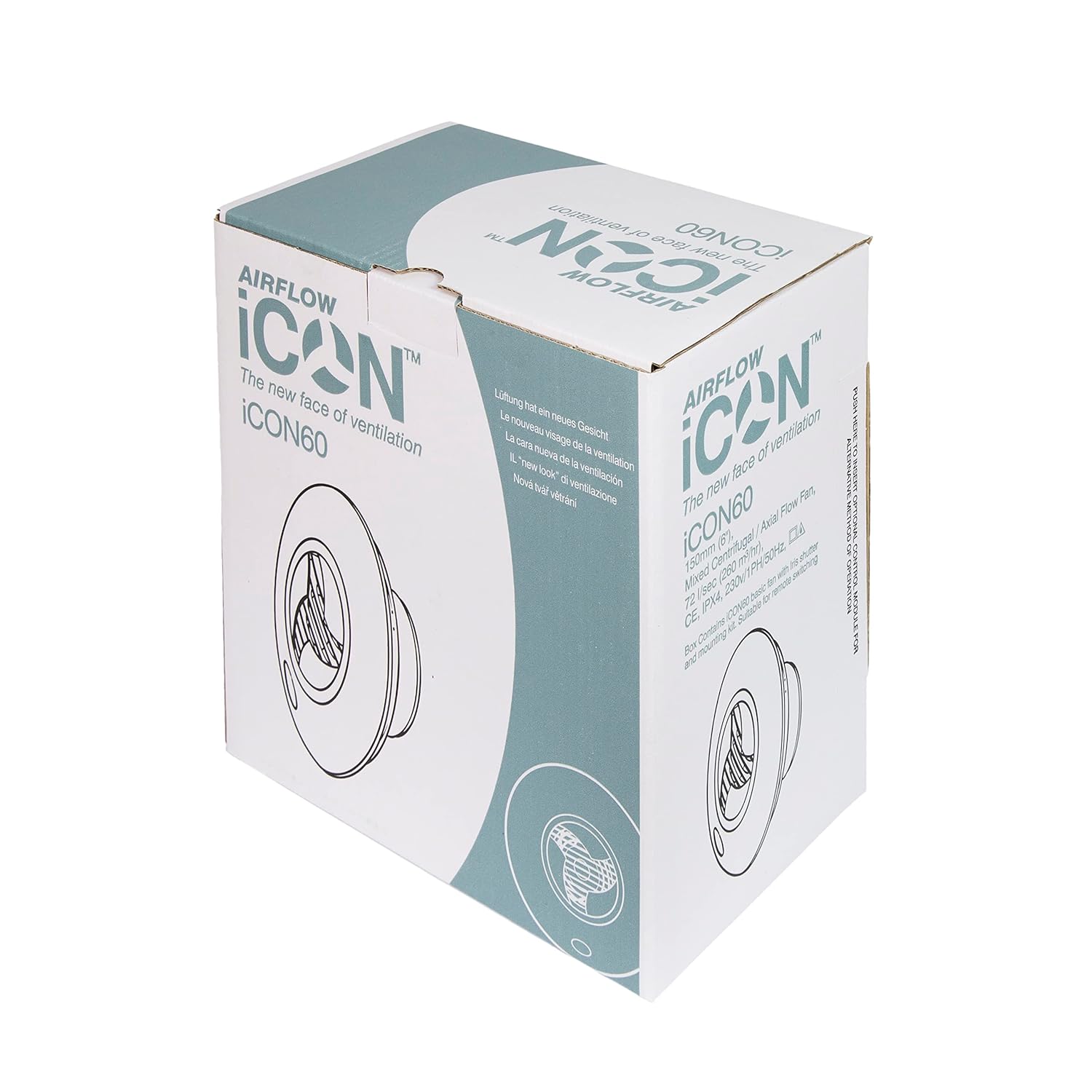 Airflow iCON60 Circular Extractor Fan for Large Bathroom, Utility Room or Kitchen