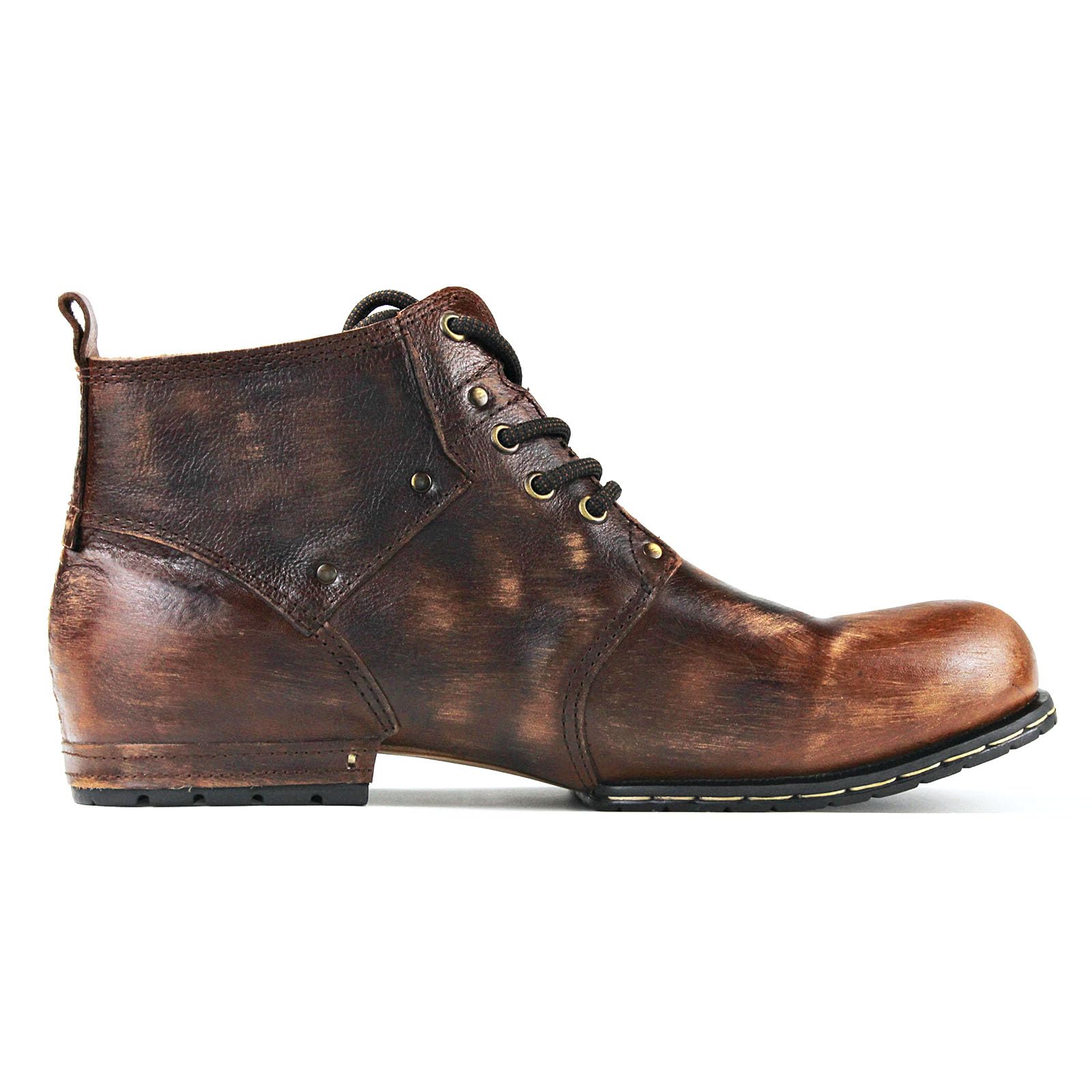 Retro Chukka buty dla mężczyzn, sznurowane, motocyklowe, casualowe, skórzane, vintage, botki dla mężczyzn, modne CD-6015-2-Retro, brązowe-R, Br?zowy (Retro Brown), 45 EU szeroki