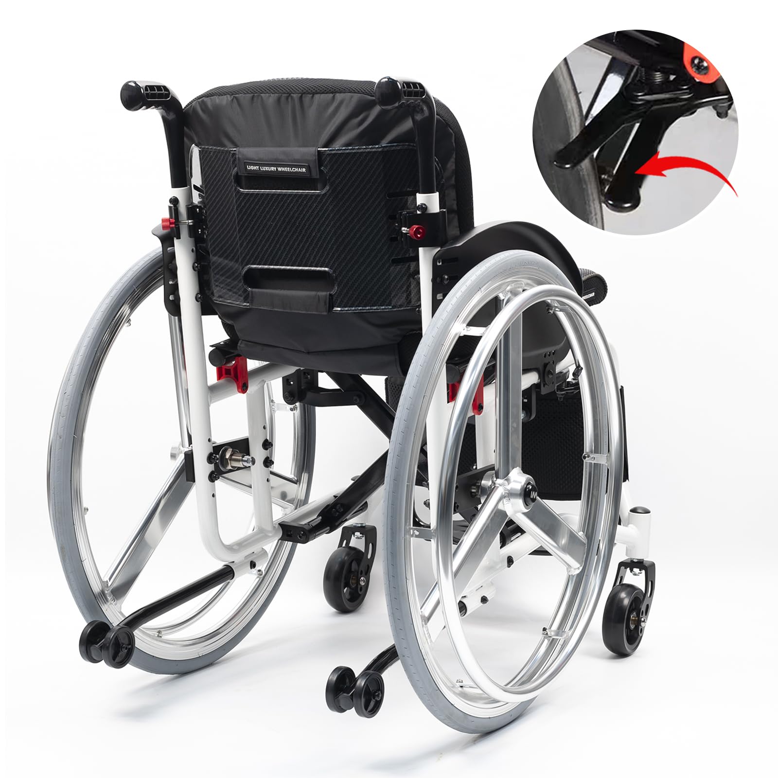 Silla de Ruedas Deportiva Manual Plegable - Ultraligera de Aleación de Aluminio,sillas de ruedas manuales autopropulsadas, Extracción con un botón,Silla de ruedas de tránsito(Seat width 40cm/15.7in,A)