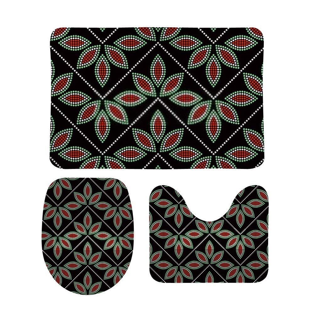 Tapis de bain 3 pièces motif cochon en velours corail doux