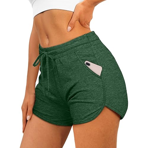 Aloodor Womens Athletic Shorts Running Dolphin Shorts with Pockets and Drawstring